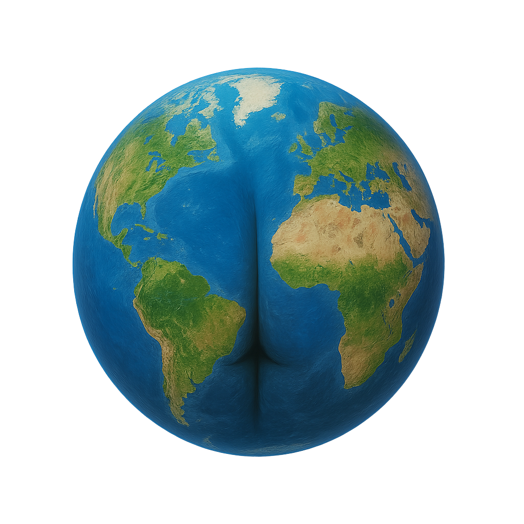 Planète Terre stylisée en forme de fesses humaines dans l’espace